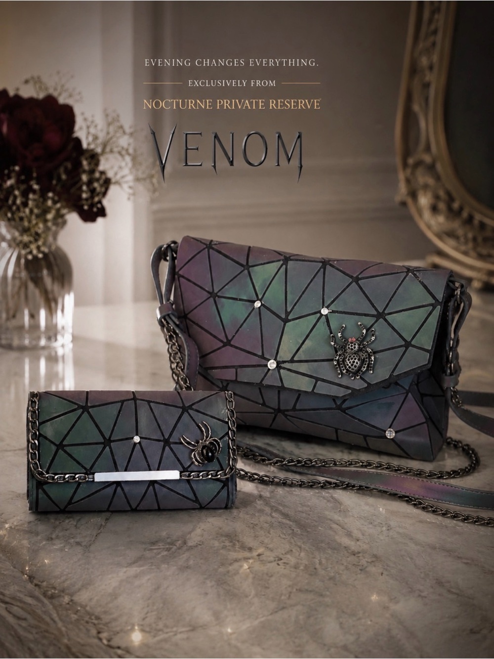 LUXE & LATTICE-“Venom” From There Nocturnal Private Collection. Bag & Wallet Set